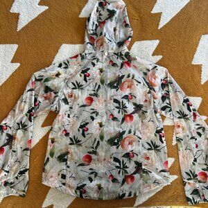 Oiselle April Showers Half Zip Anorak Moody Floral Ivory